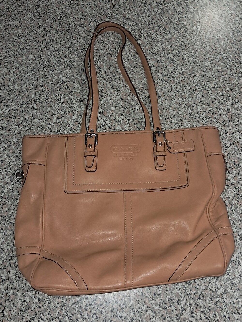 Coach F10413 East West Gallery Large Shoulder Bag Tan Leather Tote Purse